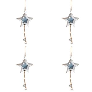 4PK Urban Tree/Star Hanging Christmas Decoration 30cm Blue Assorted
