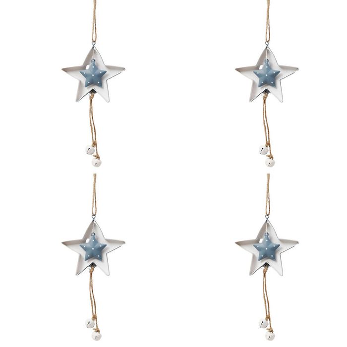 4PK Urban Tree/Star Hanging Christmas Decoration 30cm Blue Assorted