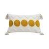 SOGA 30cm Cream Yellow Circle Pom Chevron Tassel Decorative Pillow