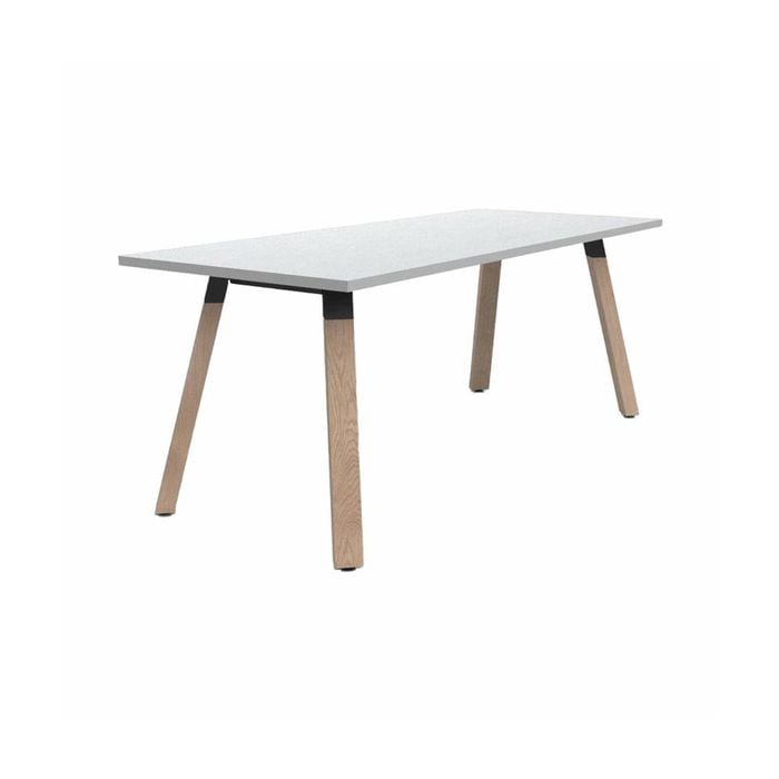 Olg Plantation Boardroom Table 4 Leg Solid Oak Frame White Top L1800mm X W750mm