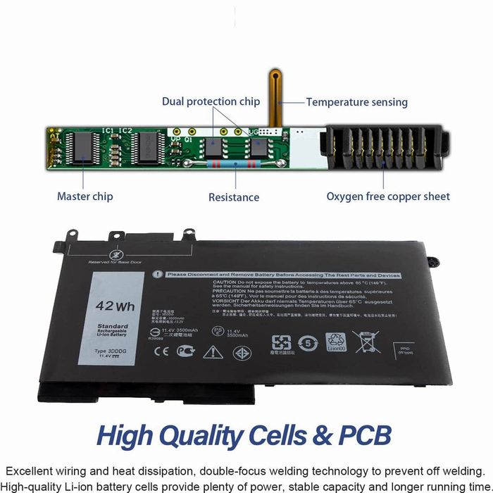 3DDDG Laptop Akku für Dell Latitude 5280 5288 5290 5480