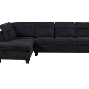 DS Delano Sectional Linen Sofa with Left Chaise - Black