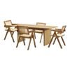 Oikiture 5PCS Dining sets 180cm Rectangular Table with Chairs Wooden Walnut