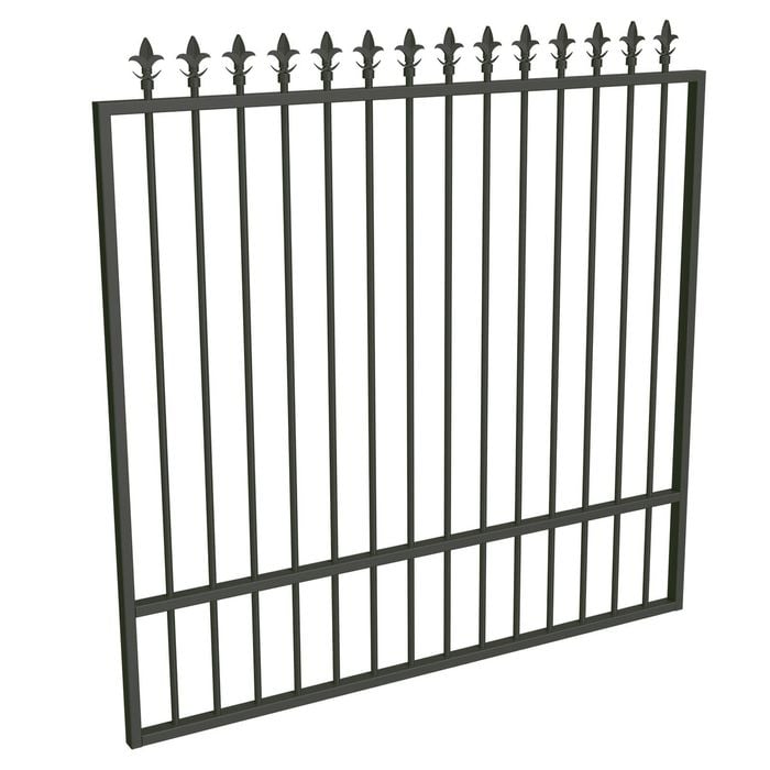 ProtectorAl 1201 - 1500 x 1500mm Woodland Grey Aluminium Garden Gate Spear Top With Mid Rail