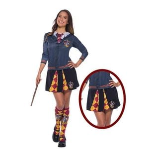 Gryffindor Skirt for Teen Adult with House Colours and Emblem Elastic Waist, 10-12-YRS
