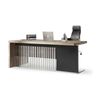 Modern Furniture AFTAN Executive Desk with Pedestal 180cm - Warm Oak & Black