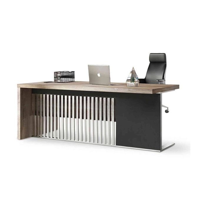 Modern Furniture AFTAN Executive Desk with Pedestal 180cm - Warm Oak & Black