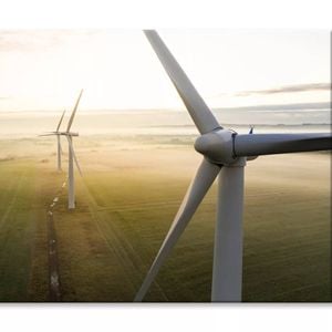 Aerial View Of Three Wind Turbine  Print 100% Australian Made 120 x 90cm  (Stretched)