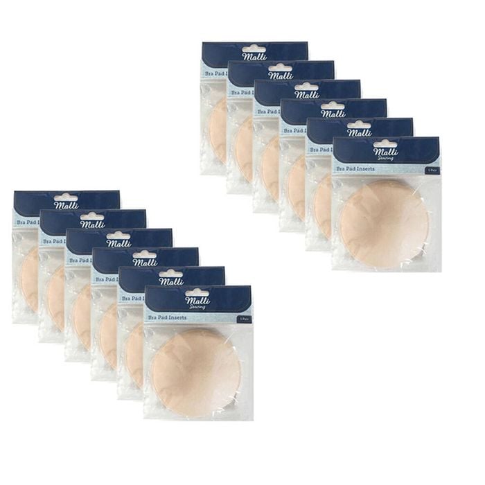12pk Malli Sewing Sponge Diy Removable Bra Pad/padding Cup Inserts Round Asstd