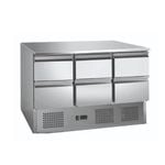 6 drawers S/S Compact Workbench Fridge - GNS1300-6D