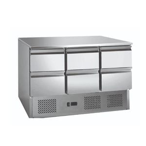 6 drawers S/S Compact Workbench Fridge - GNS1300-6D