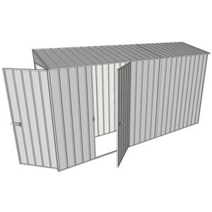 Build-a-Shed 0.8 x 3.7 x 2m Tunnel Hinged Door Shed With Single Hinged Side Door - Zinc