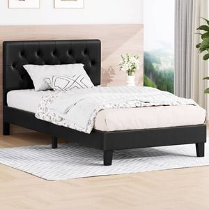 Alfordson Bed Frame King Single Size Leather Black