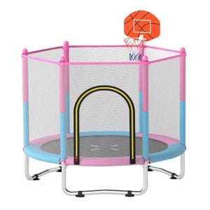 Costway 152cm 3-in-1 Trampoline Galvanized Kid Rebounder W/basketball Hoop