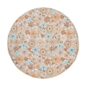 Linen House Kids 200gsm flower Garden reversible Play Mat Round Cotton 120cm
