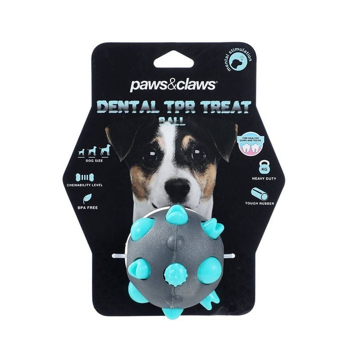 Paws And Claws 8cm Rubber Treat Ball Dental Dog/Pet Toy Bunnings