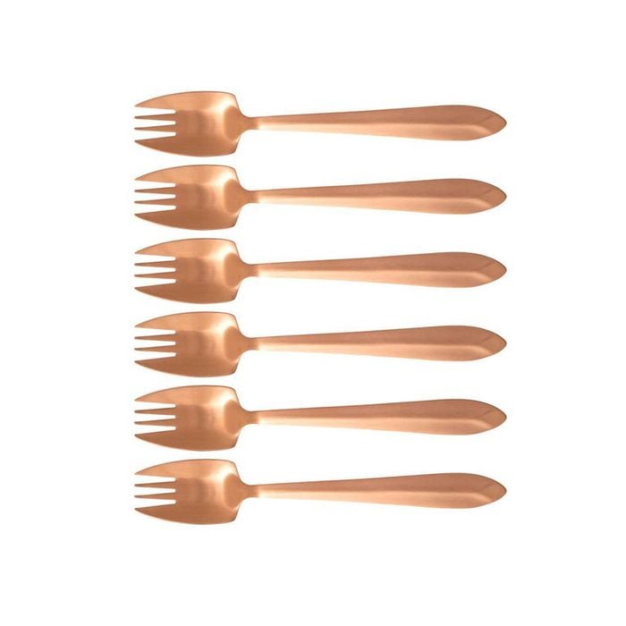 Label Rose Gold 6 Piece Cutlery Box Set Satin 20x13.6x3.7cm Black Splayd