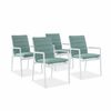 Astro 4pc Set Outdoor Dining Chair Aluminium Frame Textilene Seat White Green