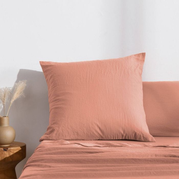 Dreamaker Superfine Washed Microfibre European Pillowcase Pink Clay