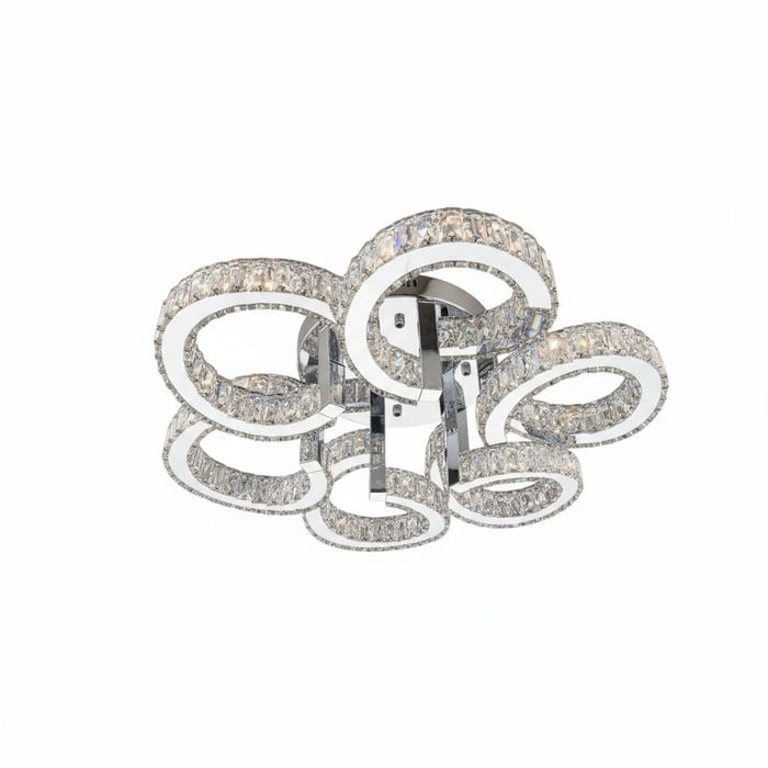 CIAO 6 Ring Crystal Light CTC Tri-colour Led 700mm (Chrome)