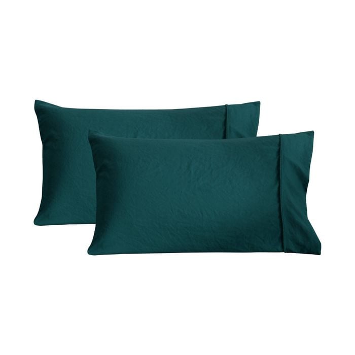 Dreamaker Superfine Washed Microfibre Standard Pillowcase Twin Pack - Teal
