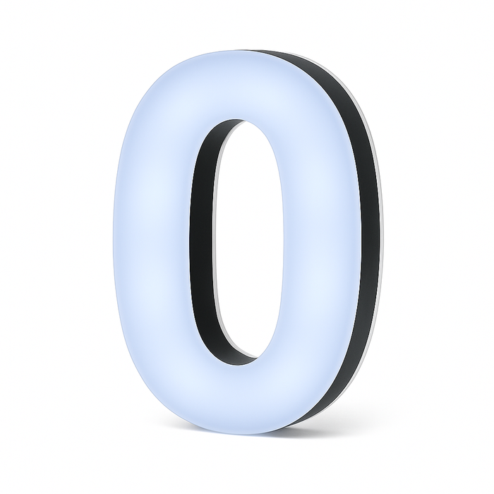 Lit Up 3D Led Number 0 Illuminated Opal Acrylic 100mmHx80mmWx80mmD
