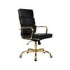 Furb Office Chair Executive High Back Gold Frame Black Pu Leather