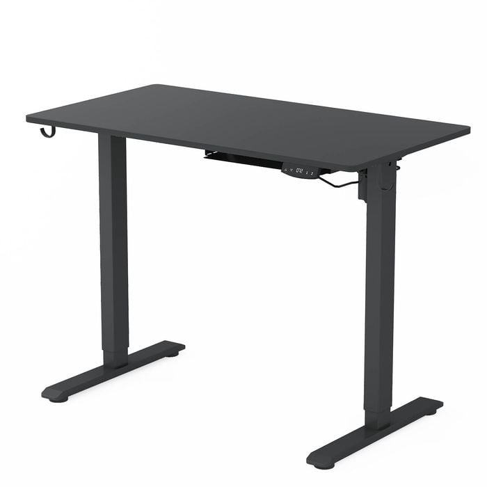 Advwin Electric Standing Desk Height Adjustable 100 x 55 cm Black Frame+ Black Desktop