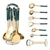 Catzon 7 Pcs Stainless Steel Kitchen Utensils for Cooking with Hanging Shelf-GreenA