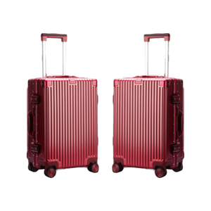 BOPAI Aluminum Luggage Suitcase Light weight Carry on and 2 Pieces Suitcase Set 20"&24"Red