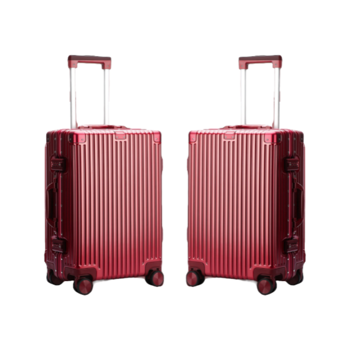 BOPAI Aluminum Luggage Suitcase Light weight Carry on and 2 Pieces Suitcase Set 20"&24"Red
