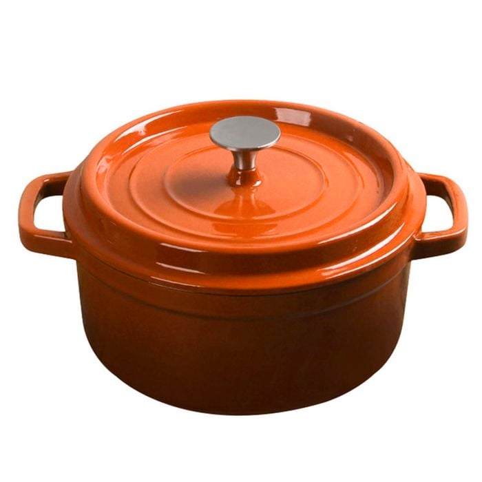 SOGA 24cm Orange Cast Iron Stewpot with Lid – 3.6L