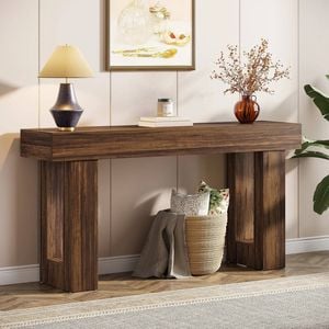 OAKORY 160cm Console Table Country Style Entryway Hallway Table Rustic Brown