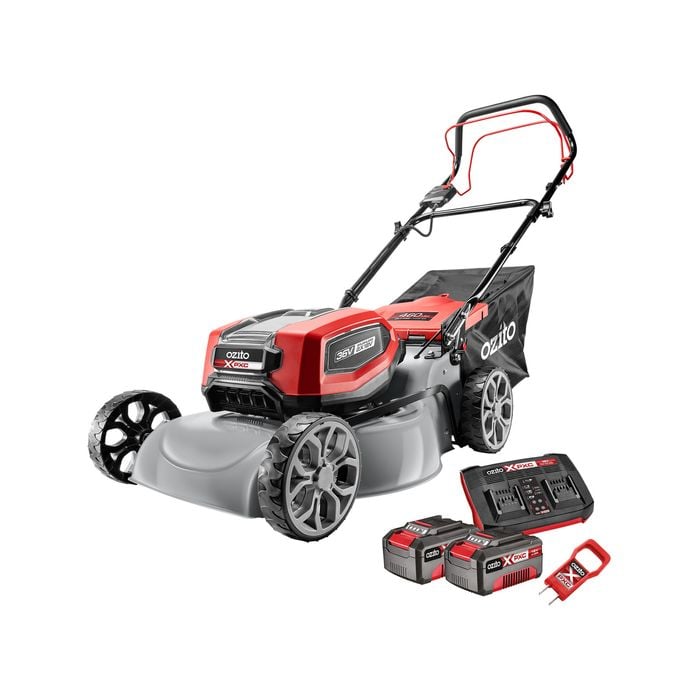 Ozito PXC 36V (2 x 18V) 460mm Brushless Self-Propelled Steel Deck Lawn Mower 4.0Ah Kit PXBMK-4047SP