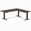 Desky L-shape Sit To Stand Dark Bamboo Desk 1800x1750mm Matte Black Height Adjustable Leg