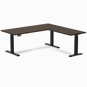 Desky L-shape Sit To Stand Dark Bamboo Desk 1800x1750mm Matte Black Height Adjustable Leg