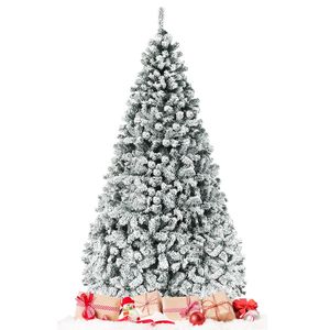 Costway 2.8M Pre-Lit Snow Flocked Christmas Tree PVC Frosted Xmas Tree 450 LEDs