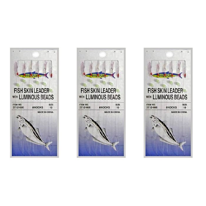 3x Surecatch Wilson Bait Jig - Fish Skin Fishing Rig 6 Hook - Size 10