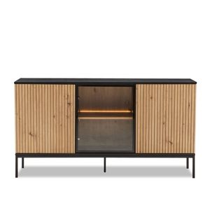 Big Lot 154cm Artisan Oak / Black Brooklyn 3 Door Buffet with LED