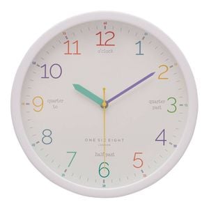 One Six Eight London  LEARN The Time White 30cm Silent Wall Clock