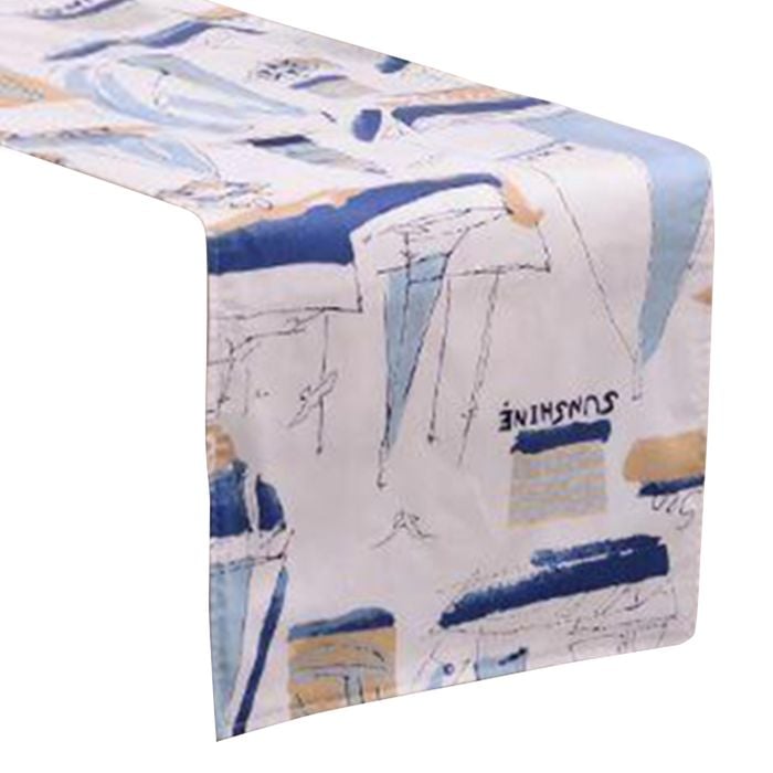 CottonMore 100% Cotton Sateen Dining Table Runner 190x31cm Boat Pattern