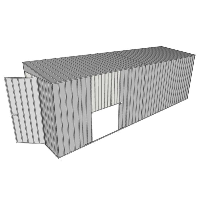 Build-a-Shed 1.5 x 6 x 2m Sliding Door Tunnel Shed with Double Sliding Side Doors - Zinc