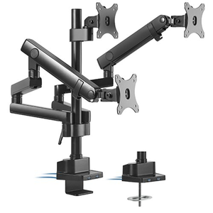 Brateck Triple Monitor Pole Held Mechanical Spring 17"-27" - Black