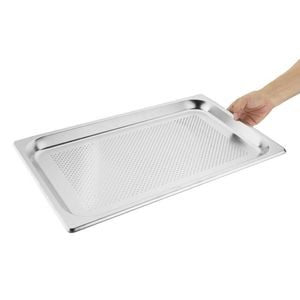 Vogue Gastronorm Tray Stainless Steel Perforated 1/1 Gn 40mm 530x325mm Commercial Kitchen Food Storage