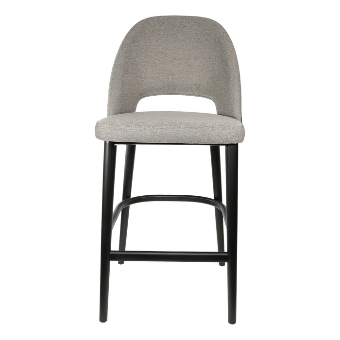 Durafurn 750mm High Taupe Fabric Semifreddo Bar Stool with Black Beech Wood Legs