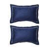 2PK Grosvenor House 500TC Hotel Embroidered Tailored Pillowcase Navy With White