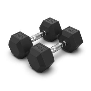 2 Pack of 10kg Dumbell Total 20kg Hex Rubber Coat Iron Dumbells