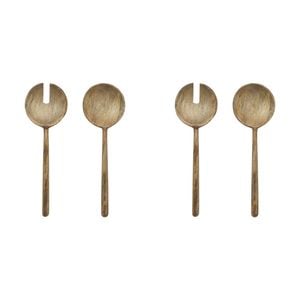 2x 2pc Ecology Mango Wood Rustic Drift Salad Servers 28cm