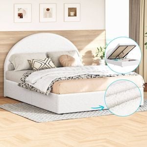 Alfordson Bed Frame Queen Gas Lift Storage White