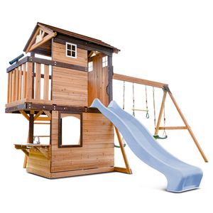 Lifespan Kids Darlington Swing Set & Play Centre with 2.2m Pastel Blue Slide
